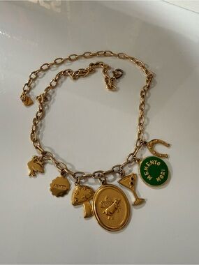 HART Gold Charm Necklace with Green Enamel 'Memento' Disc - Women